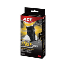 ACE ankle brace product box for single adjustable black brace with side stabilizers
