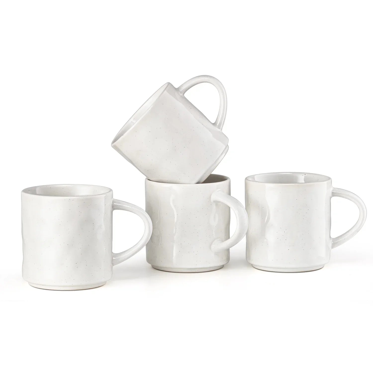 Vesteel Coffee Mug Set of 4, Ceramic Coffee Cups with Handles, 14oz Stoneware Mugs Set for Coffee Tea Milk, Wave Design Mug Gifts for Home Office Restaurant