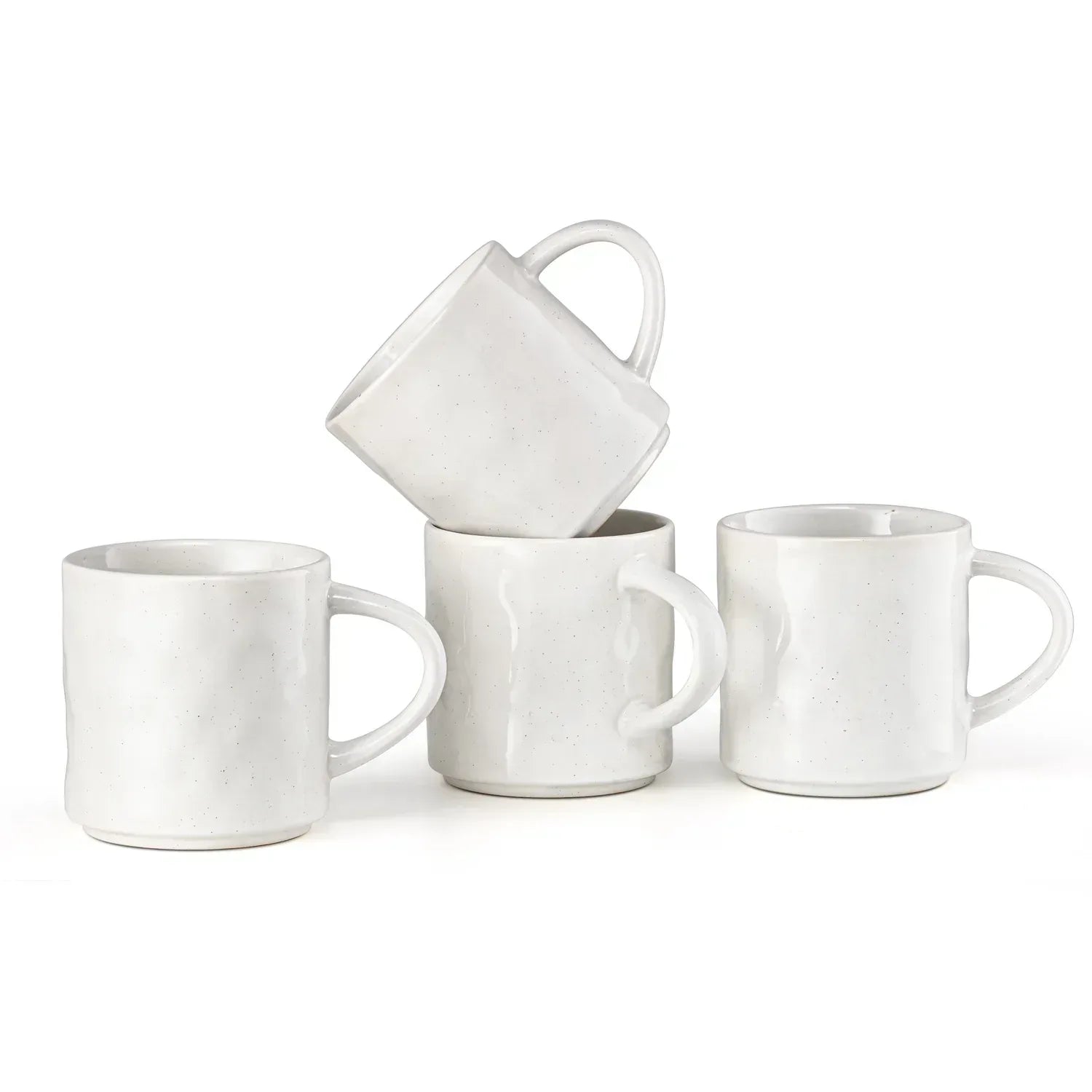 Vesteel Coffee Mug Set of 4, Ceramic Coffee Cups with Handles, 14oz Stoneware Mugs Set for Coffee Tea Milk, Wave Design Mug Gifts for Home Office Restaurant