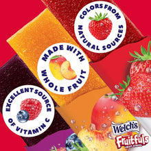 Welch's Fruitfuls fruit strips package collage with strawberry flavors