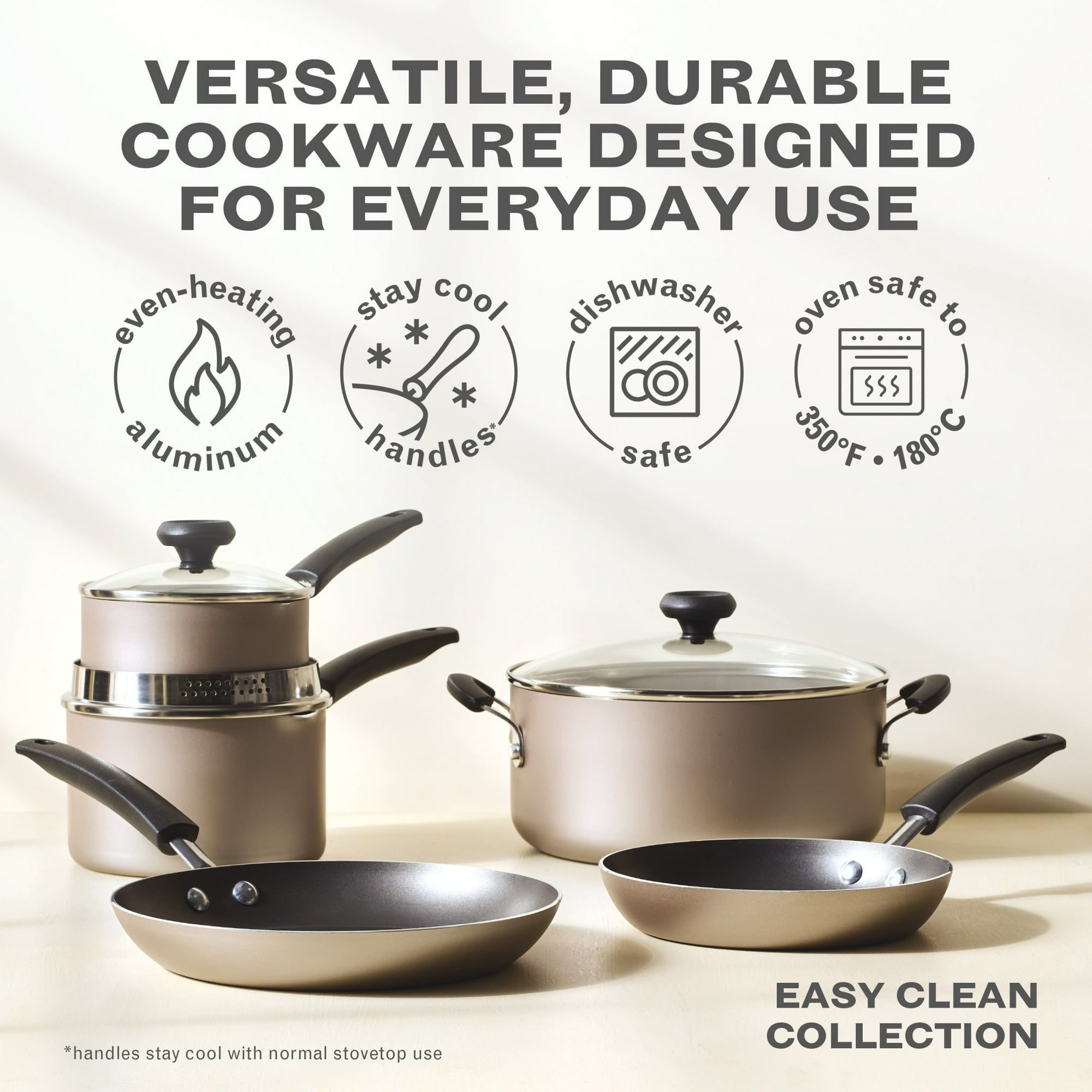 Farberware Easy Clean 8 Inch Nonstick Frying Pan / Skillet, Dishwasher Safe, Champagne