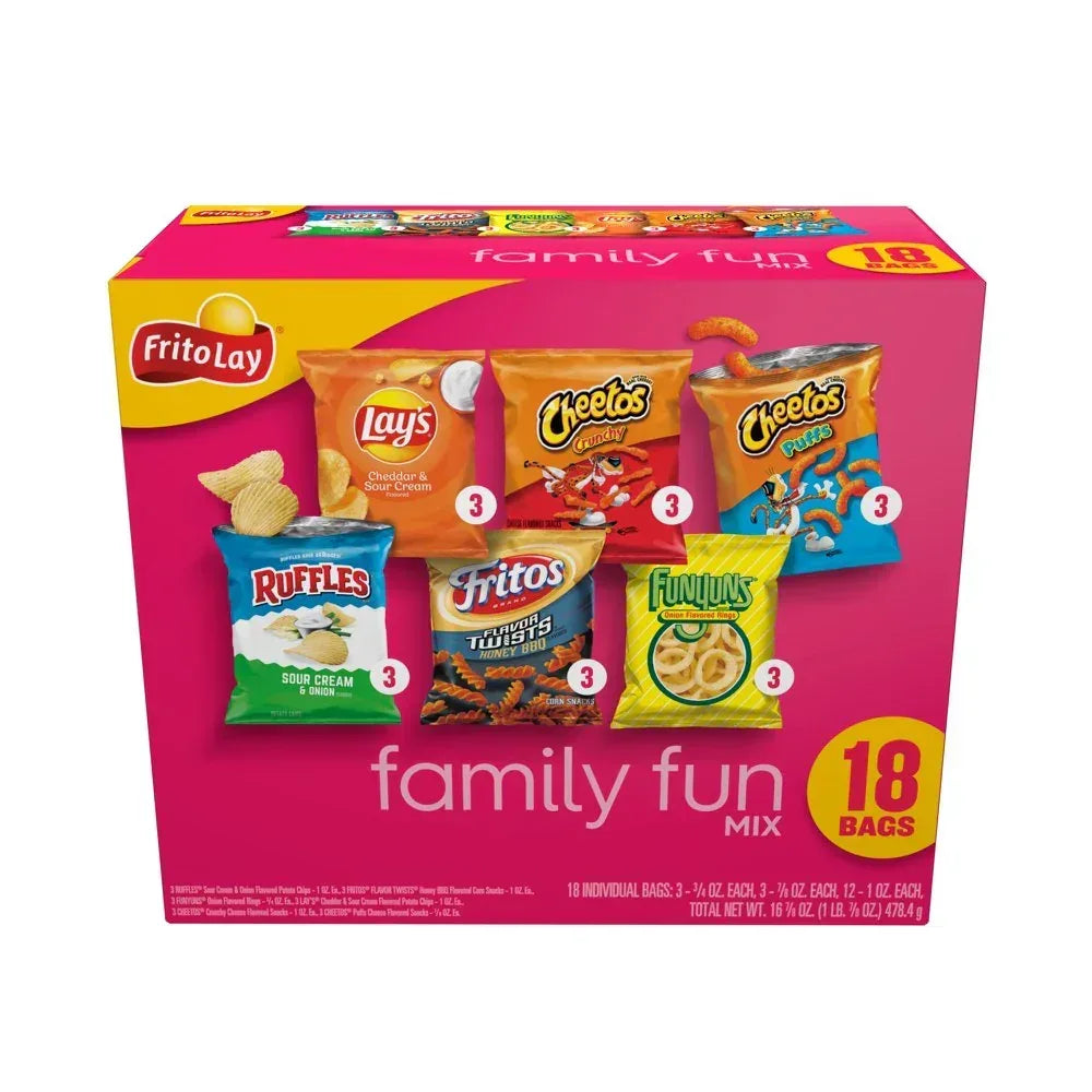 Family Fun Mix Variety Pack Snack Chips, 18 Count Multipack