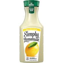 Simply Lemonade bottle, 52 fl oz, with green cap and lemon front label