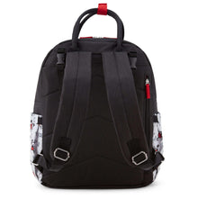 Black diaper bag with dual front straps and adjustable back straps