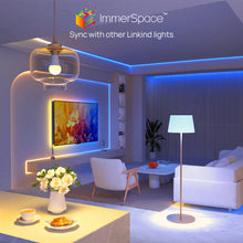 Smart light bulb in a hanging lamp and wall lamp, multicolor light