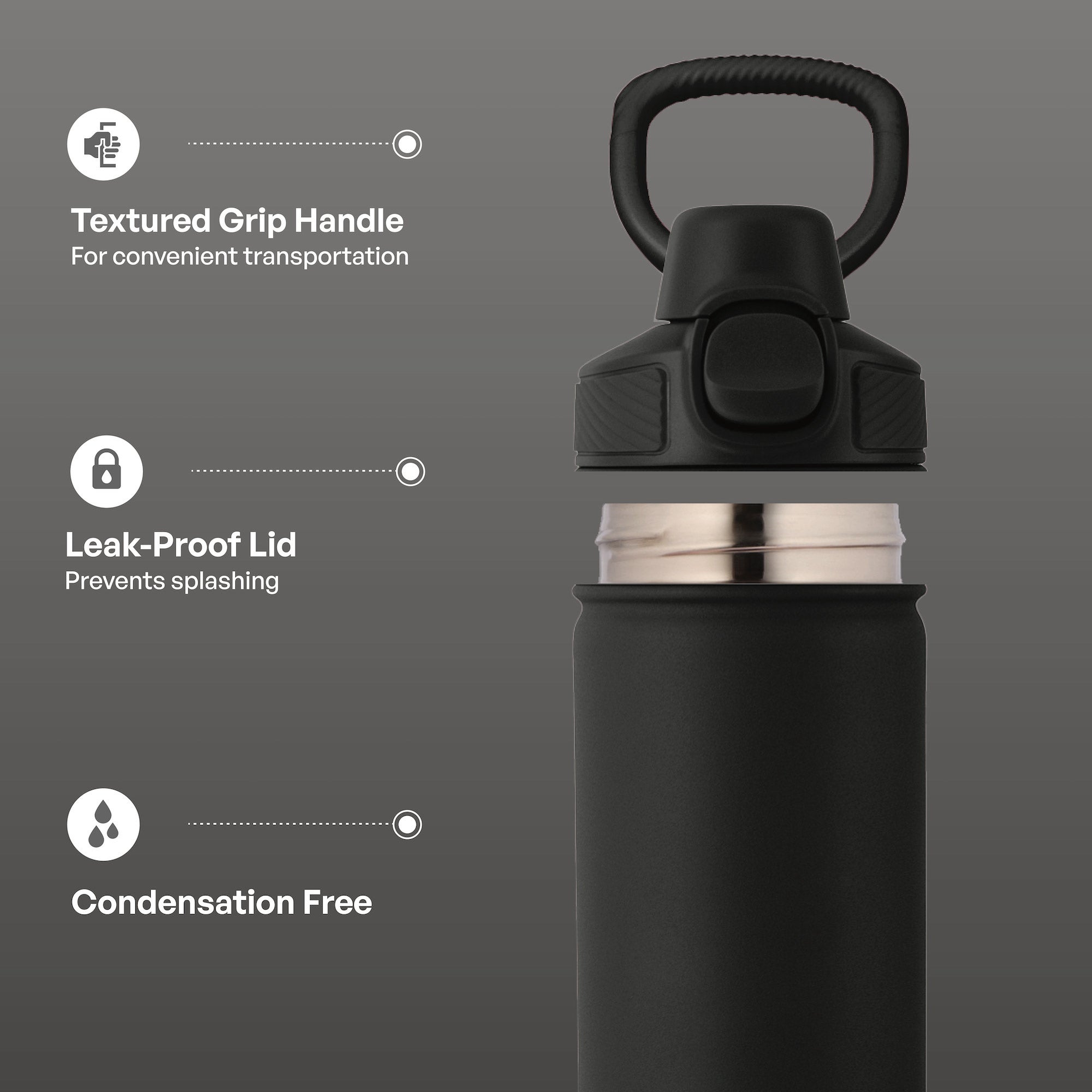 TAL 28oz Stainless Steel Ranger Push Lock Lid Water Bottle, Black