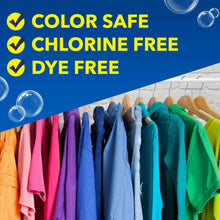 Stain remover promo panel: color safe, chlorine free, dye free