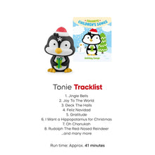 Penguin holiday audio figurine with a Tonie Tracklist card