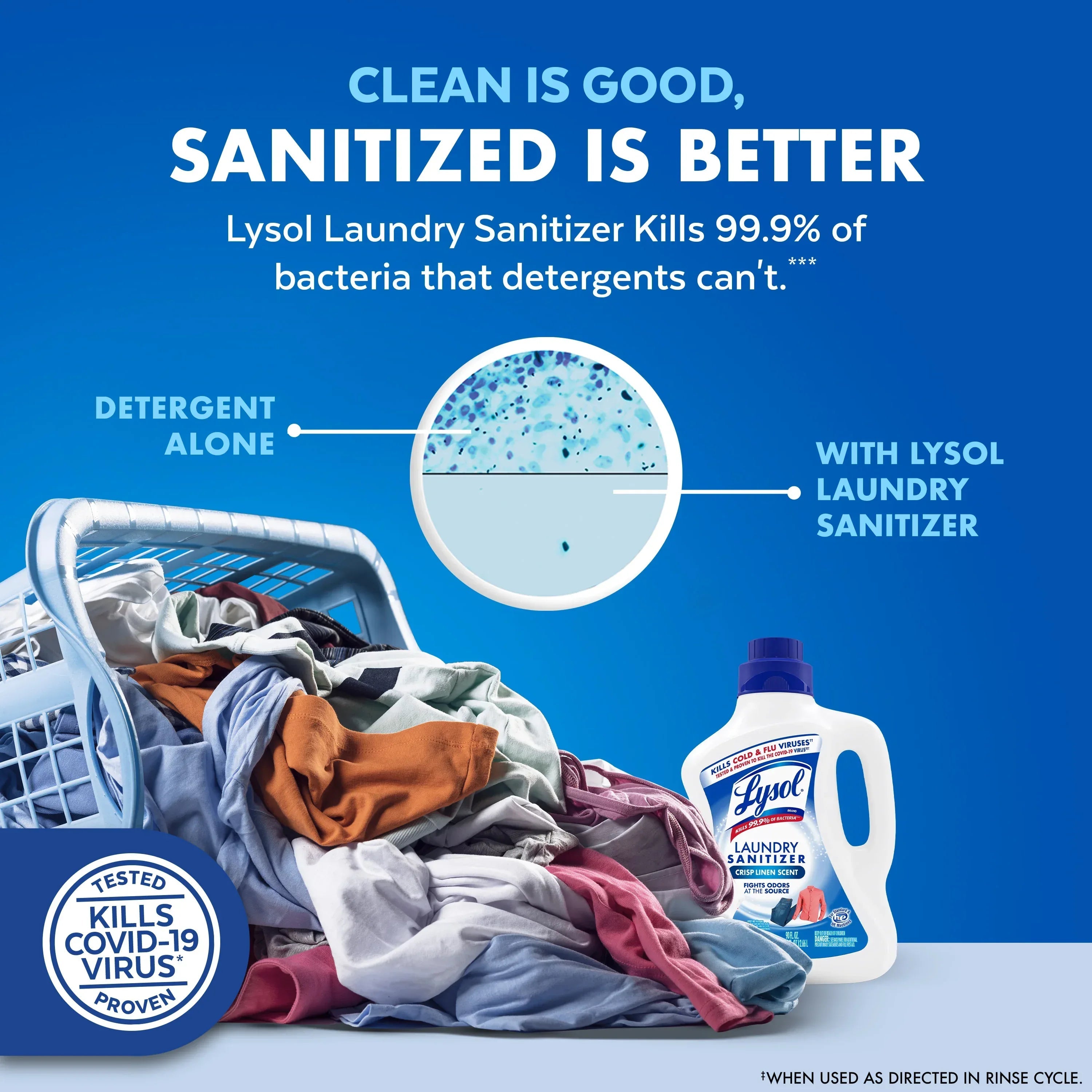 Lysol® Laundry Sanitizer Additive, Laundry Detergent Additive, 0% Bleach, Crisp Linen Scent, 90 oz