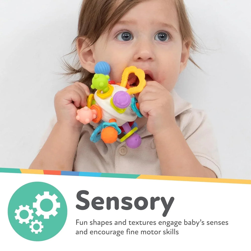 Nuby Textured Twist Ball Baby Teether Infant Toy with Colorful Rattle - USA MEGA SHOP