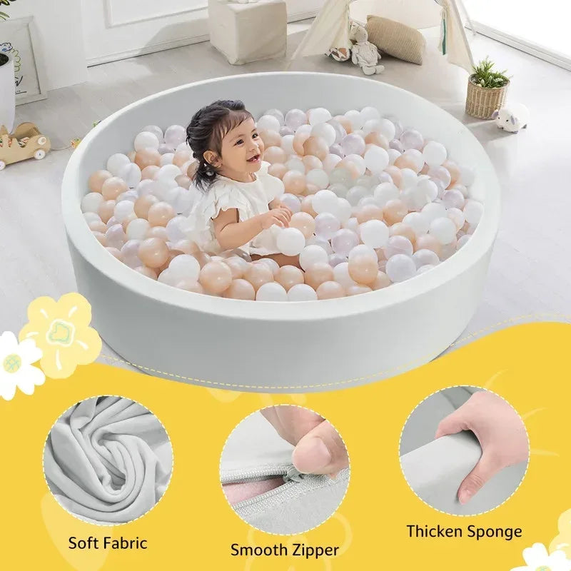 Hawsaiy Foam Ocean Ball Pit for Baby Infants and Toddlers Ages 1-3, Soft Round Play Area for Indoor/Outdoor Use, No Balls Included, Gray - USA MEGA SHOP