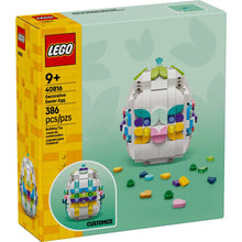 LEGO decorative Easter egg building toy, white egg with colorful front studs and top gem piece