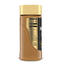 Instant espresso coffee jar back panel with preparation instructions and ingredients