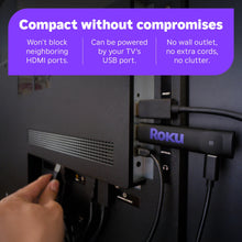 Roku media streamer connected to TV ports with HDMI cable
