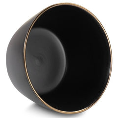 Elama Paul 6 Piece Stoneware Bowl Set in Matt Black with Gold Rim