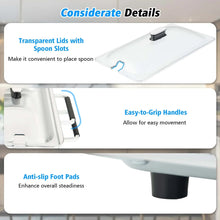 Electric warming tray with transparent lids, easy-grip handles, and anti-slip feet