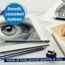 Graphite sketch pencils on paper with an eye drawing