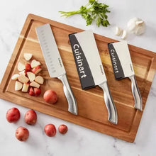 Stainless steel chopping cleaver knife with contoured handle and rectangular blade