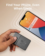 Grey eufy Security smart tracker card held in hand