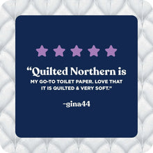 Quilted Northern toilet paper customer quote card with rating stars