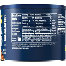 PLANTERS nutrition facts panel with serving size and ingredients list