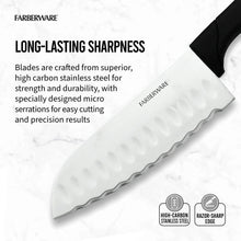 Black handled chef knife with silver high-carbon stainless blade