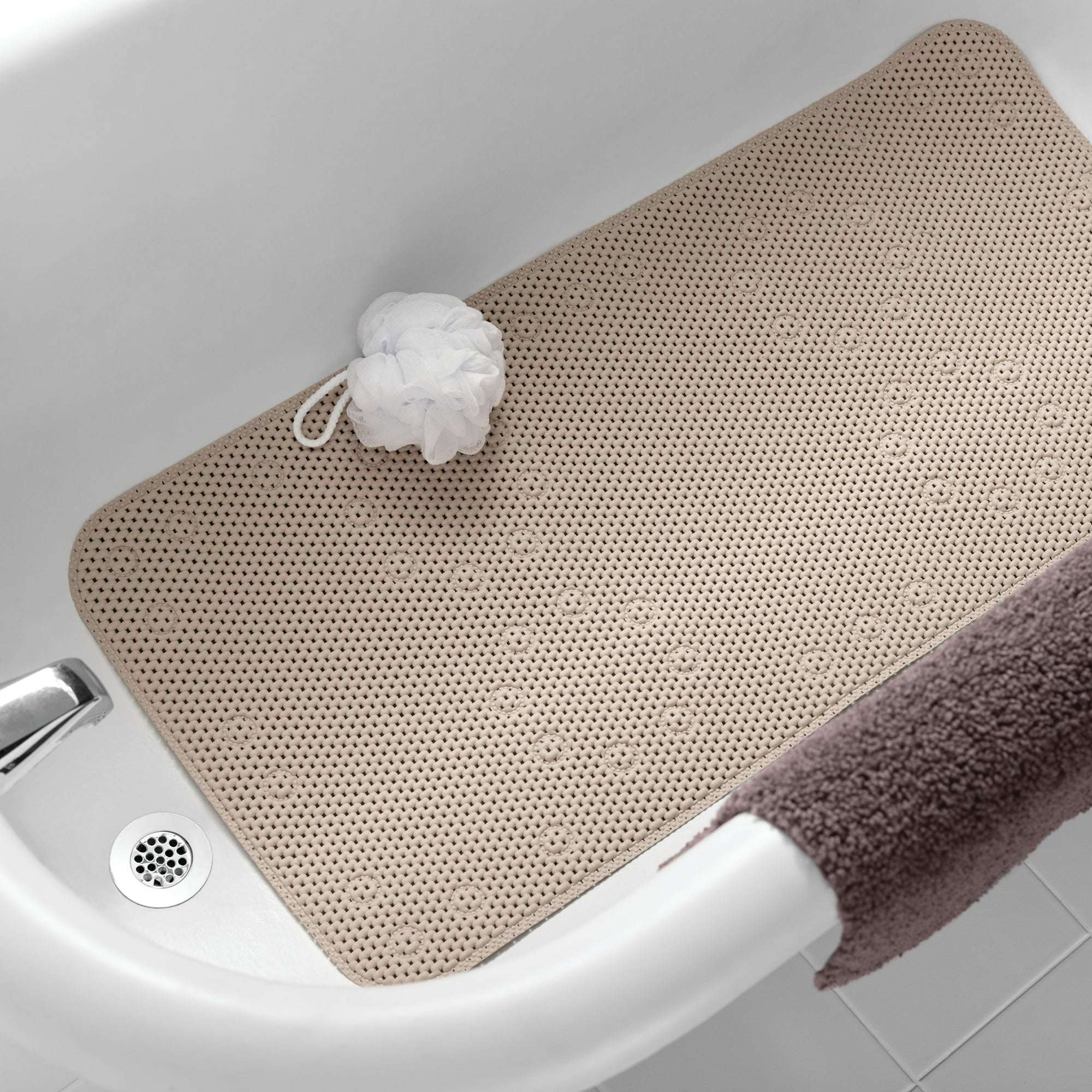 (4 pack) Mainstays 17" x 36" Cushioned Foam Bathtub Mat with Suction Cups