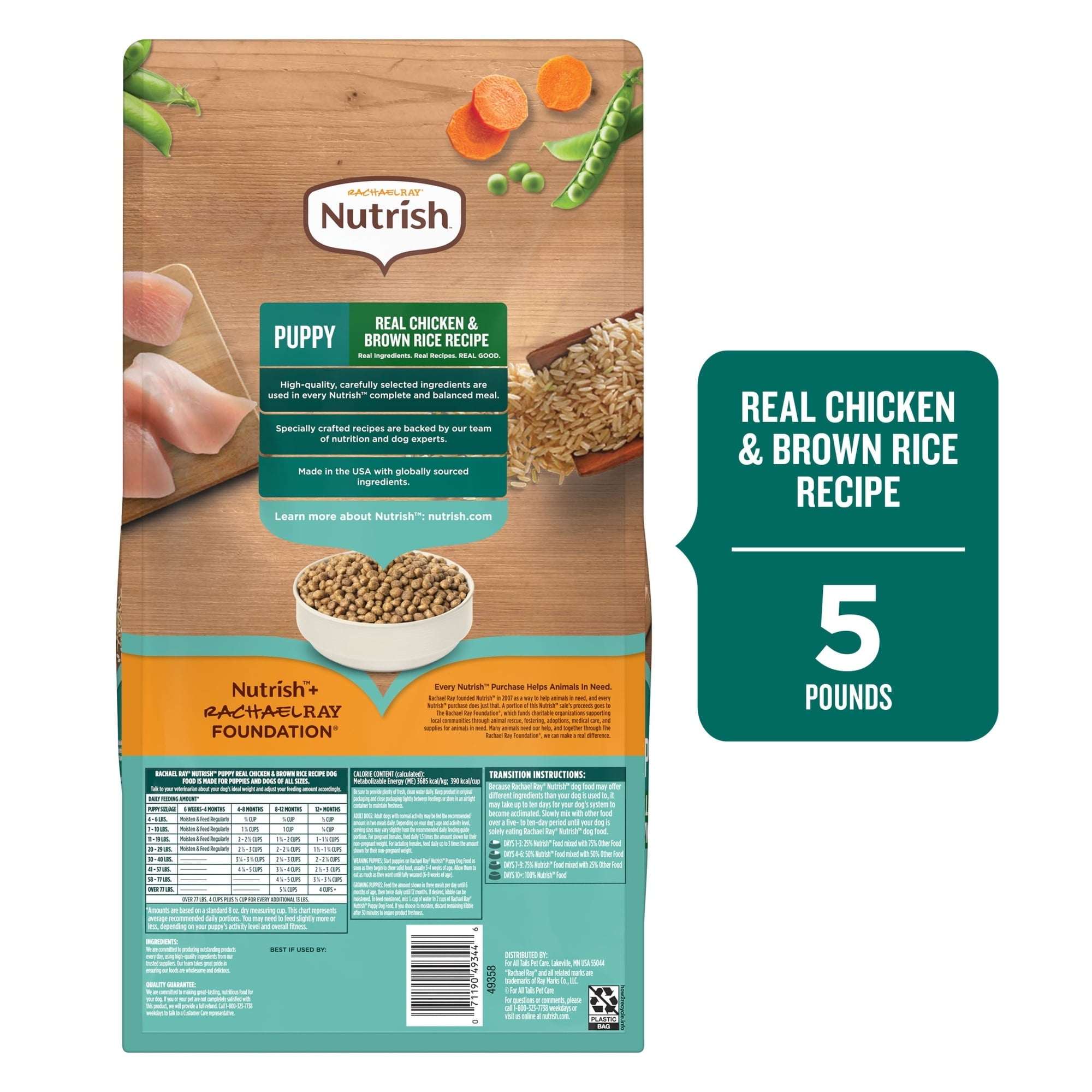 Rachael Ray Nutrish Dry Dog Food Puppy, Real Chicken & Brown Rice Recipe, 5 lb.
