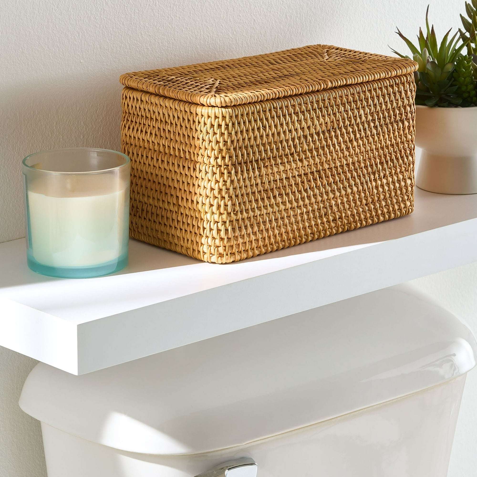 Better Homes & Gardens Brown Rattan Organizer Basket with Lid