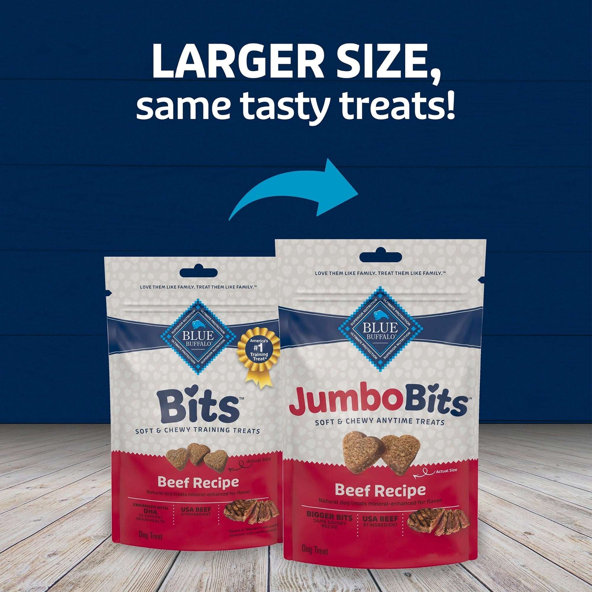 Blue Buffalo Jumbo Bits Beef Recipe, Soft & Chewy Natural Dog Treats, 11 oz. Bag