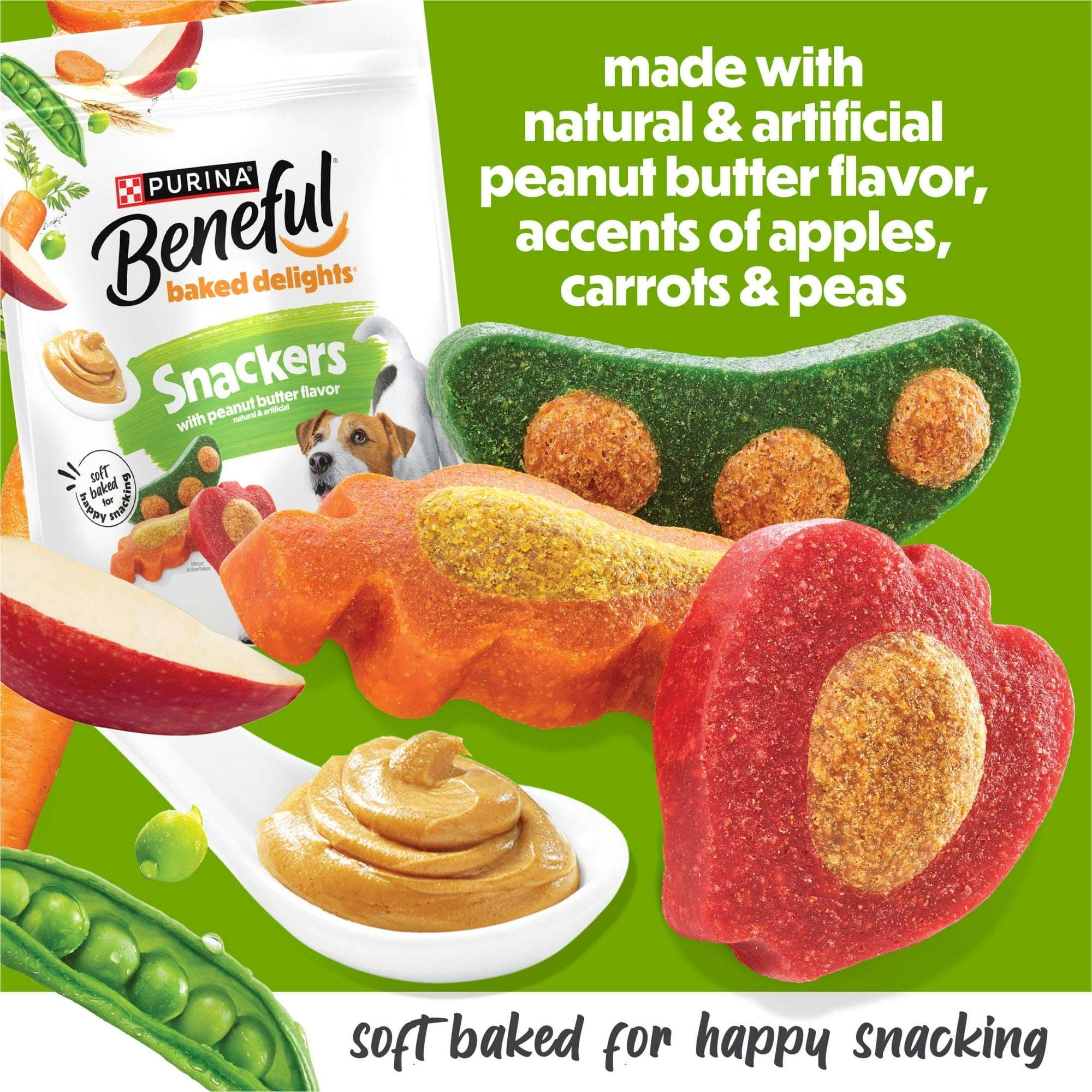 Purina Beneful Baked Delights Snackers with Peanut Butter Flavor Soft Baked Treats for Dogs, 22 oz.