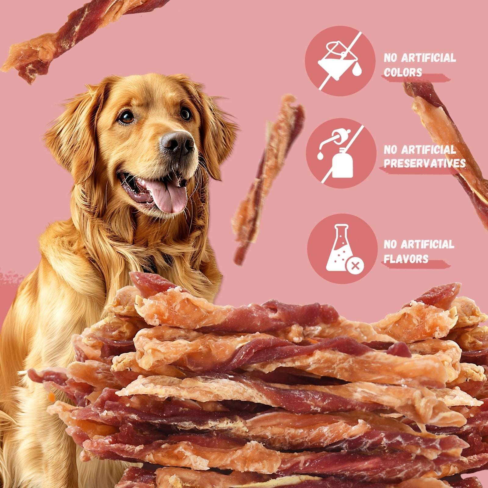 Pawmate Chicken Jerky & Duck & Cod Twist Dog Treats, Premium Pure Meat Snacks for All Dogs, 28-29 Count