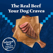 Beef strips in paper wrap for dog food ingredient promotion