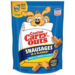 (4 pack) Canine Carry Outs Snausages in a Blanket Chewy Dog Treats, Beef & Cheese Flavor, 22.5 Ounces