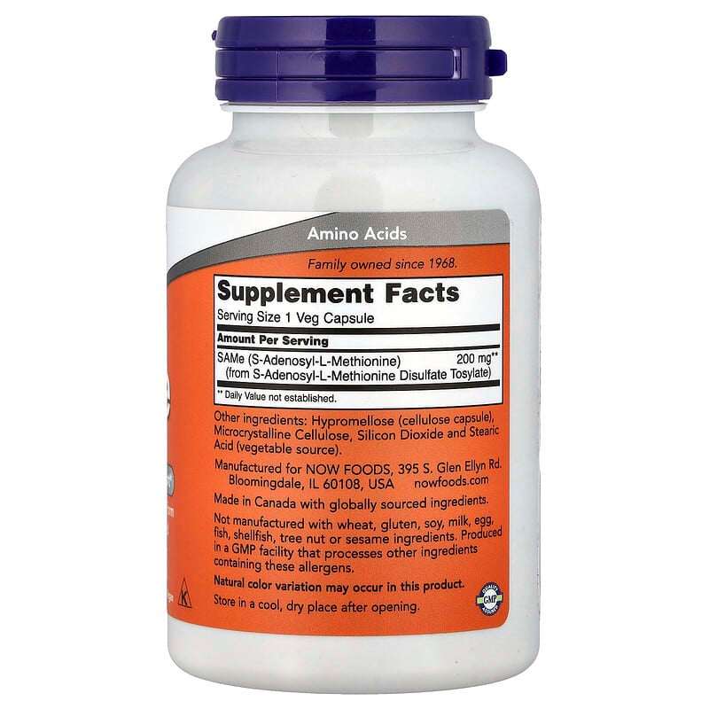NOW Foods, SAMe, 200 mg, Veg Capsules