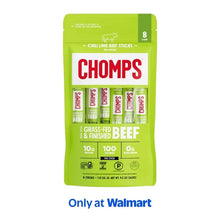 CHOMPS chili lime beef snack sticks bag, grass-fed & finished, 8-count, green pouch