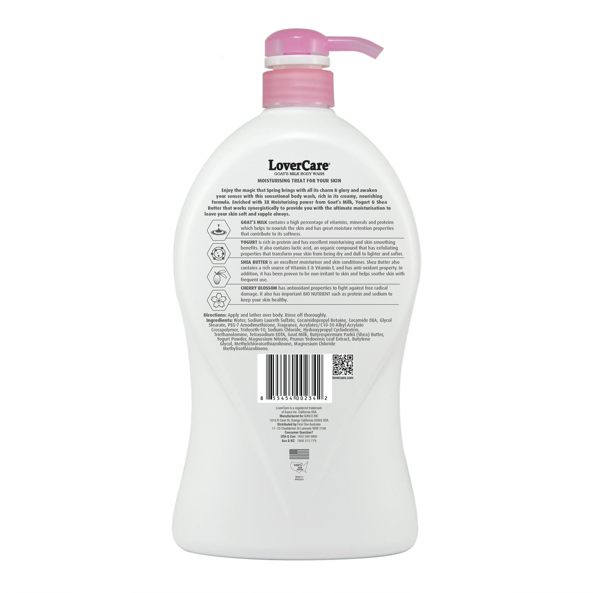 2-Pack LoverCare Goat's Milk Cherry Blossom Body Wash 40.7 fl oz (1200ml)