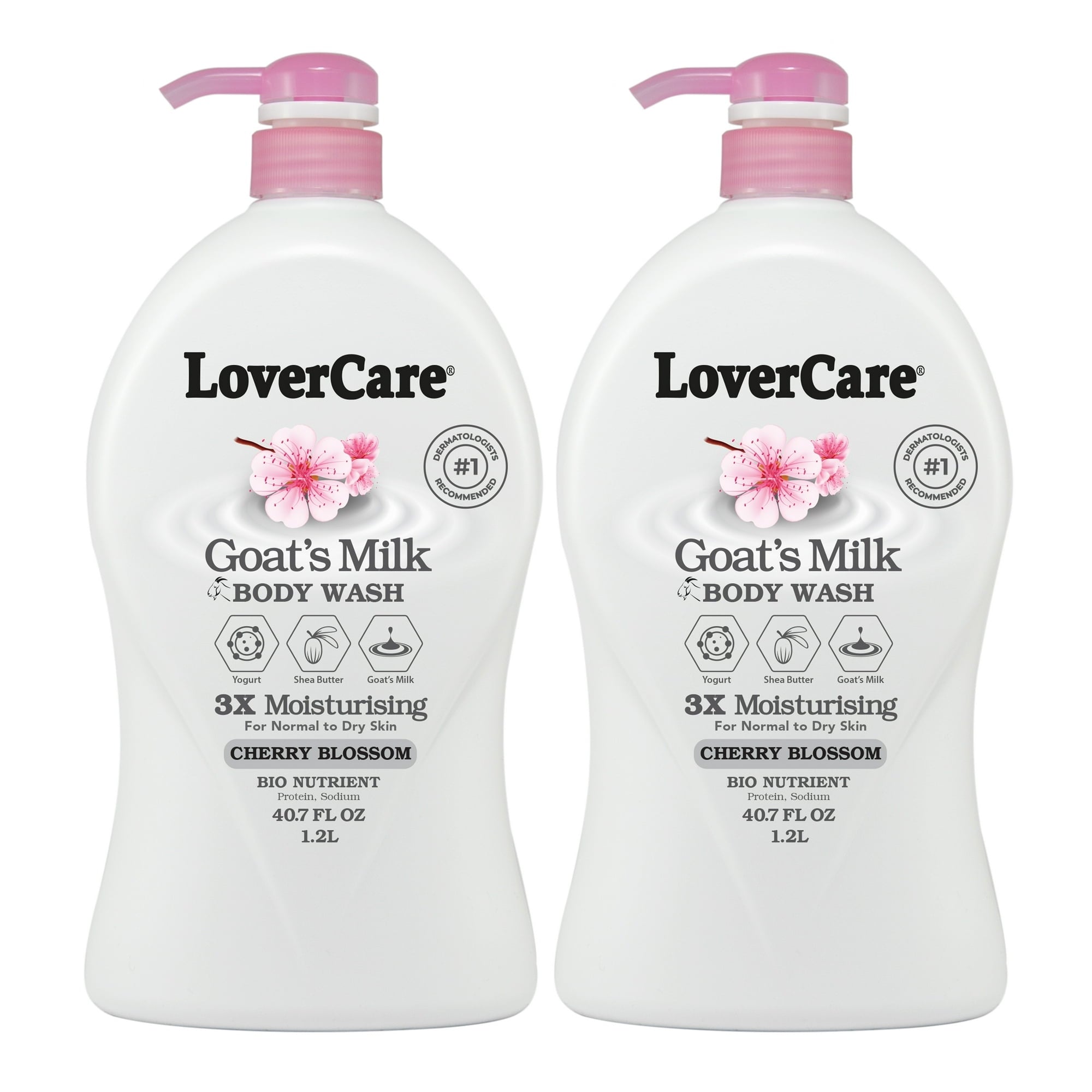 2-Pack LoverCare Goat's Milk Cherry Blossom Body Wash 40.7 fl oz (1200ml)
