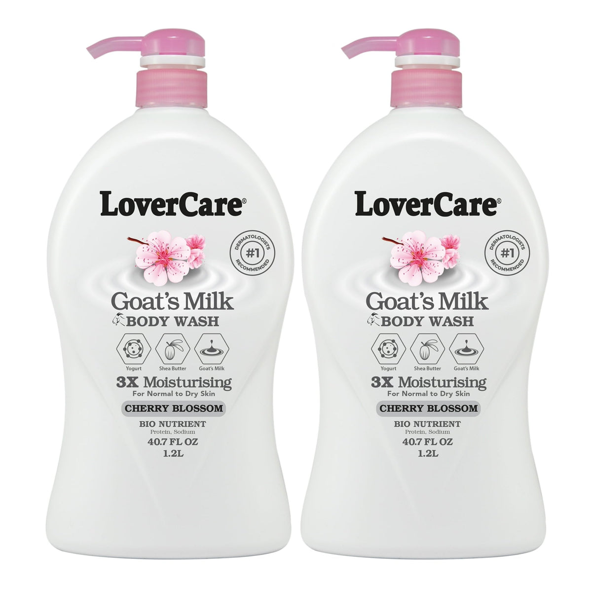 2-Pack LoverCare Goat's Milk Cherry Blossom Body Wash 40.7 fl oz (1200ml)