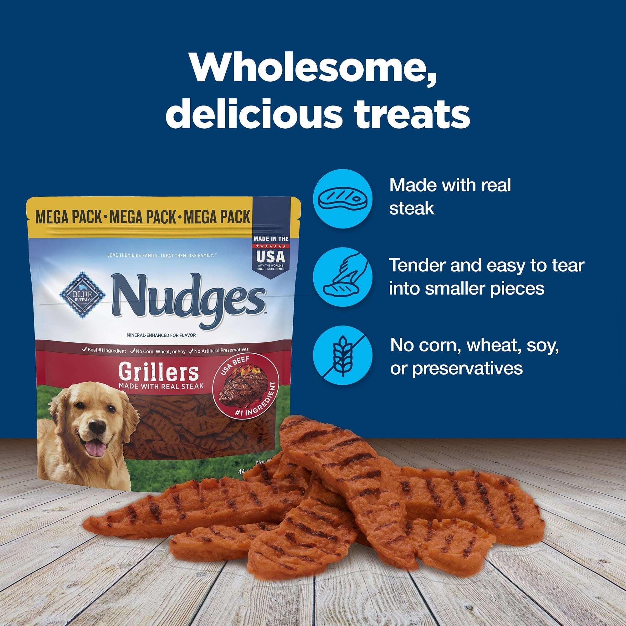 Blue Buffalo Nudges Grillers, Natural Dog Treats, Steak, 12oz Bag