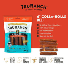 TRURANCH dog chews package with 6-inch colla-rolls and beef + collagen recipe