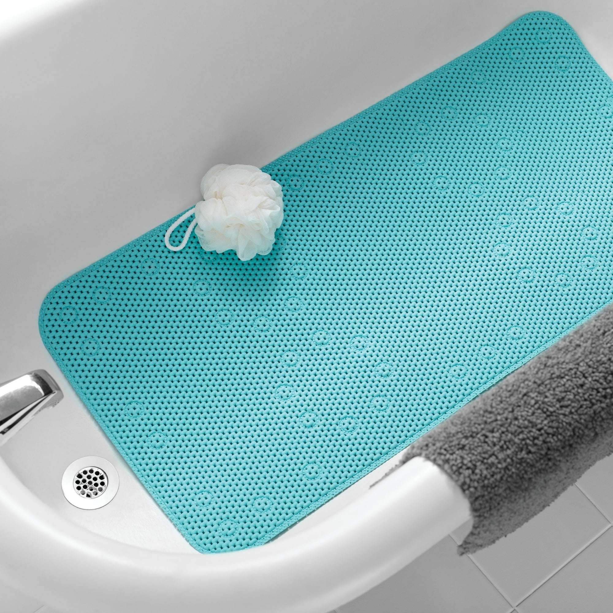 (4 pack) Mainstays 17" x 36" Cushioned Foam Bathtub Mat with Suction Cups