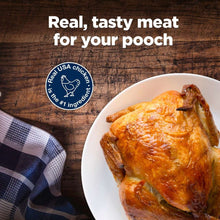 Chicken jerky cuts in bowl, with Blue Nudges real chicken seal