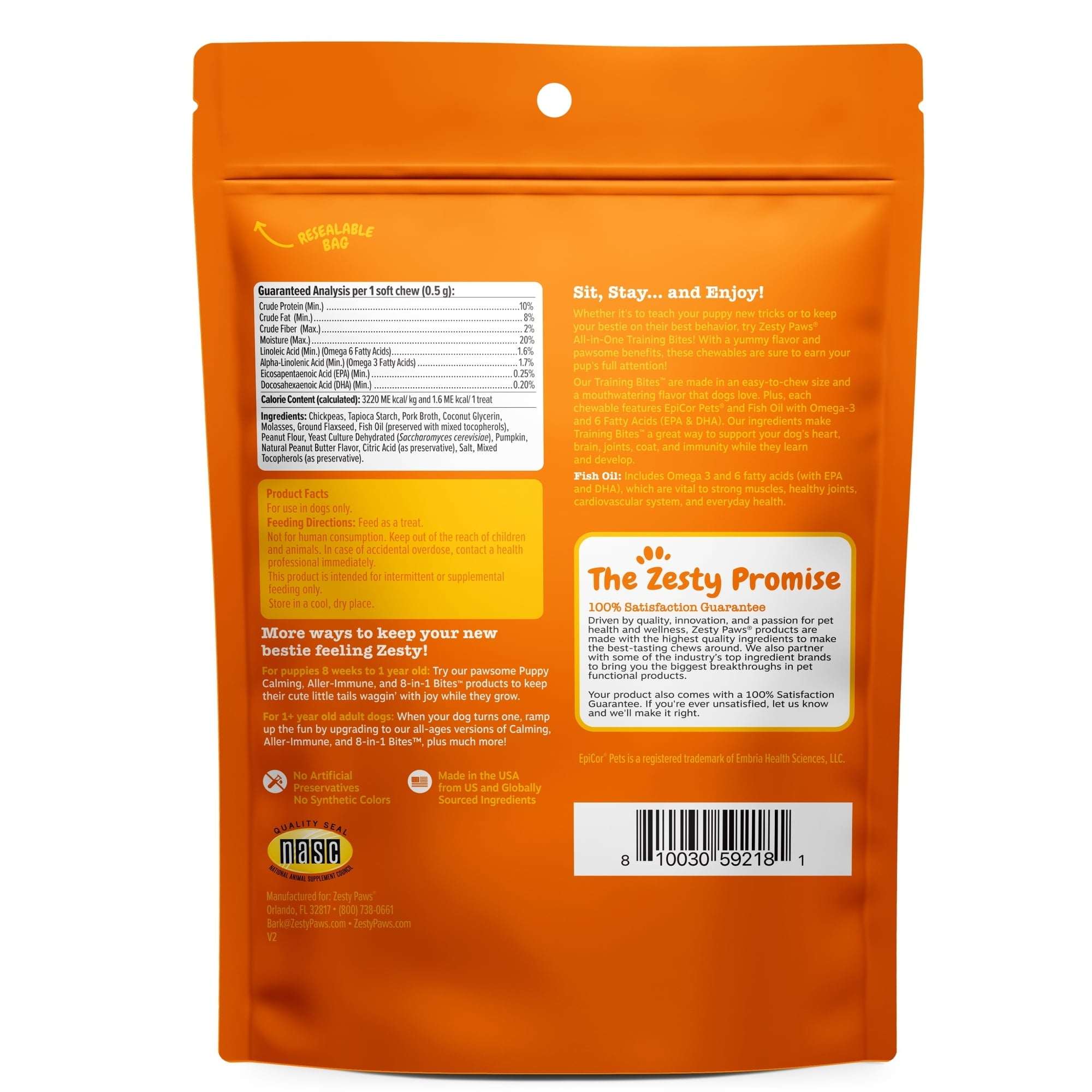 Zesty Paws All-in-One Training Bites Bacon Flavor, 8oz