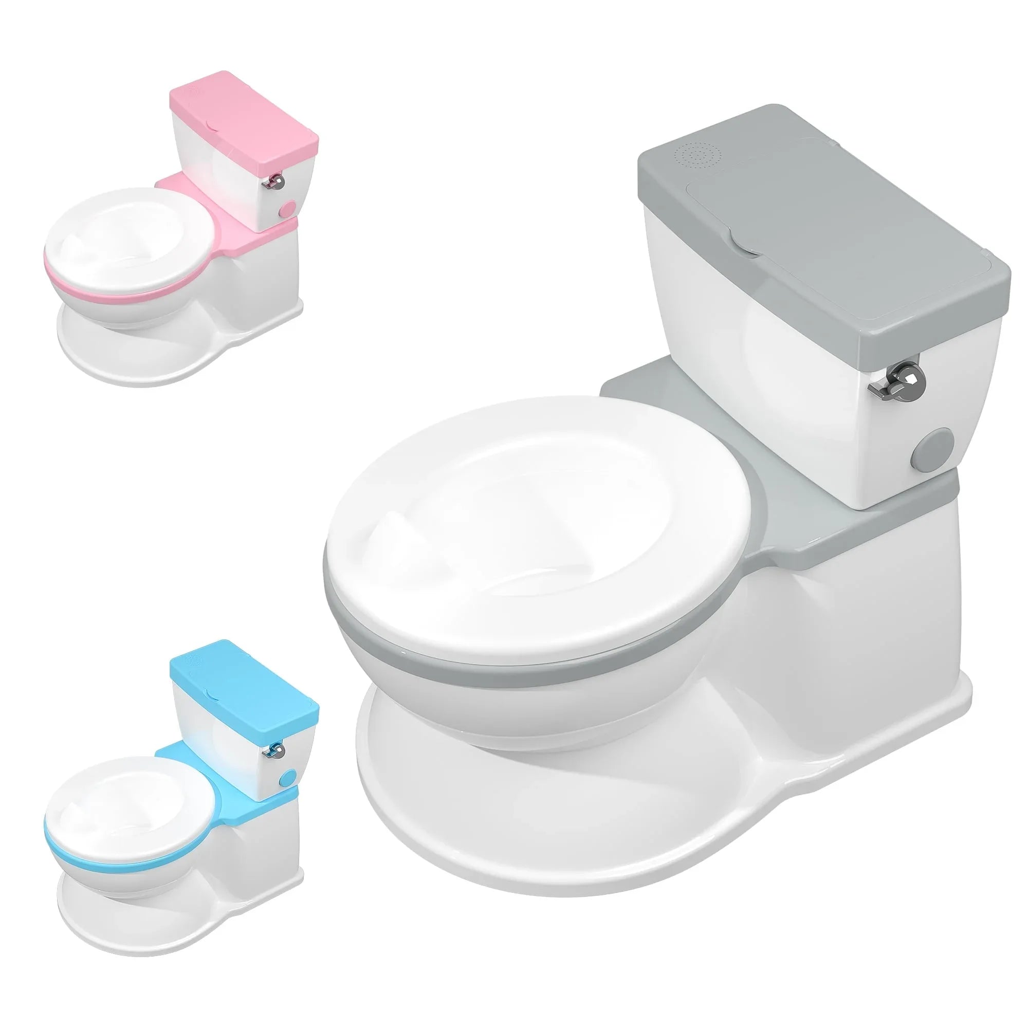 2-in-1 Toddler Potty Training Toilet with Flushing Sound,Blue â€“ Detachable Seat for Boys & Girls, Wipes & Toilet Paper Storage, Easy Clean - USA MEGA SHOP