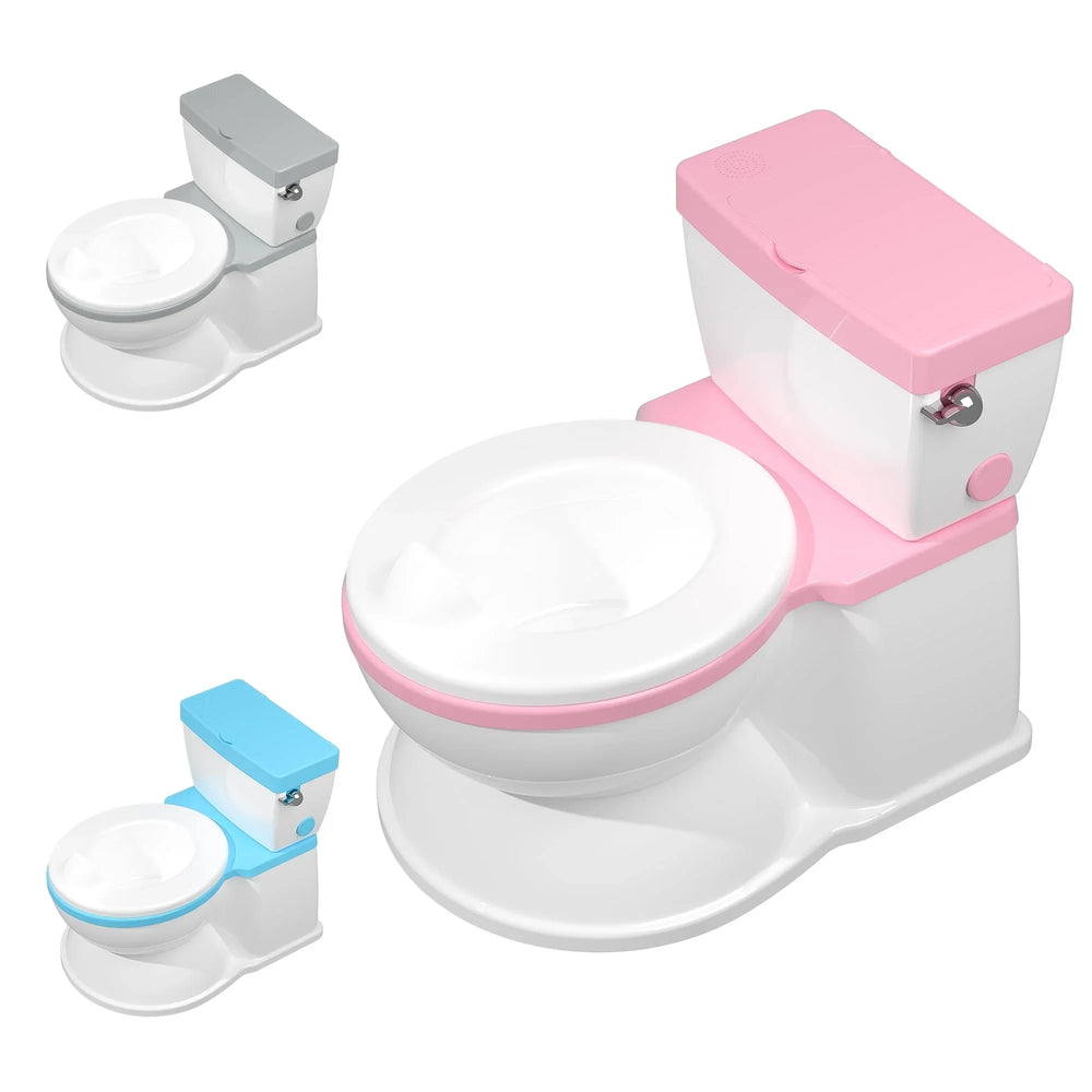 2-in-1 Toddler Potty Training Toilet with Flushing Sound,Blue â€“ Detachable Seat for Boys & Girls, Wipes & Toilet Paper Storage, Easy Clean - USA MEGA SHOP