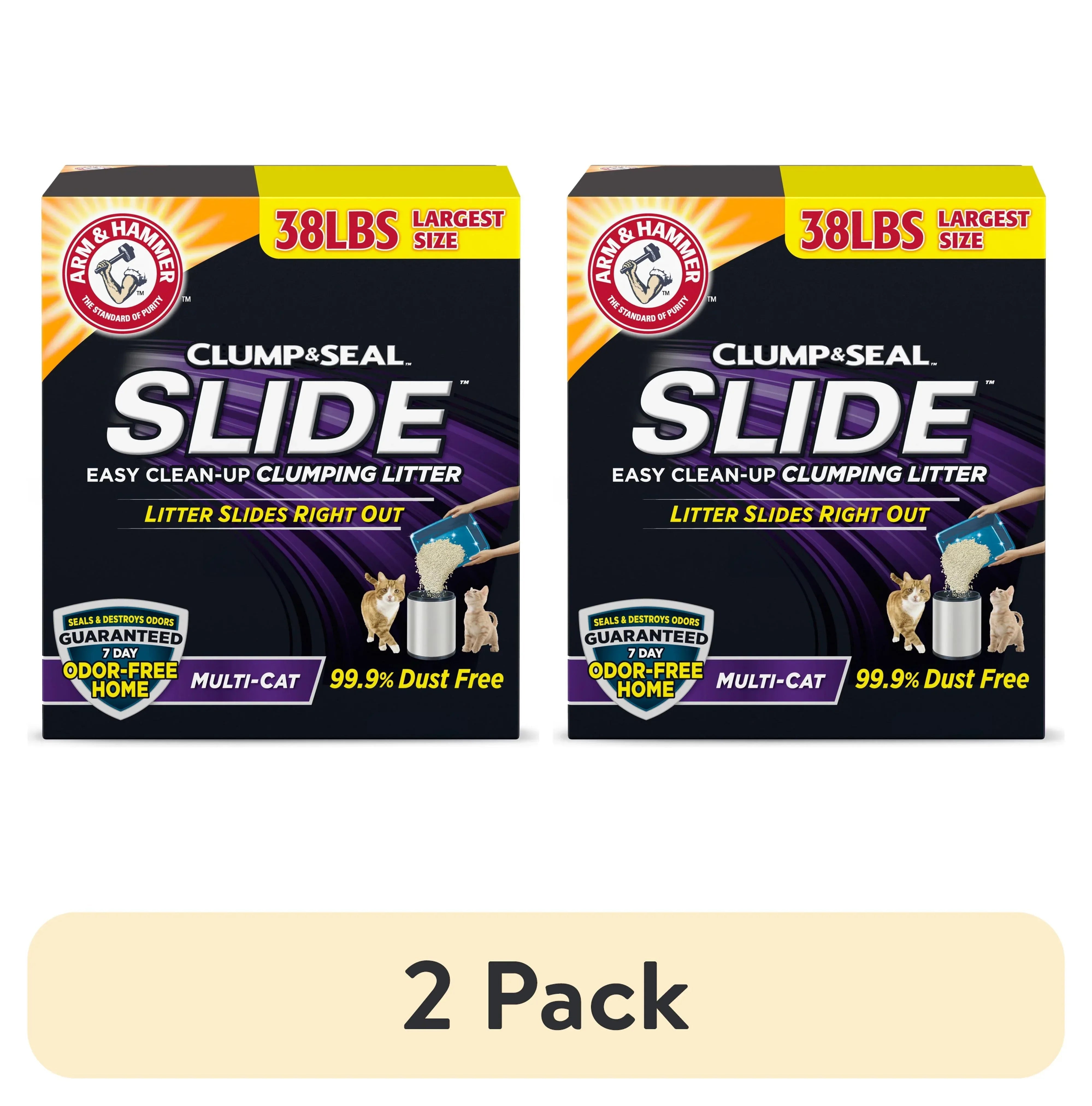 ARM & HAMMER Clump & Seal SLIDE Cat Litter, Easy Clean-up Multi-Cat Clumping Litter, 38 lbs