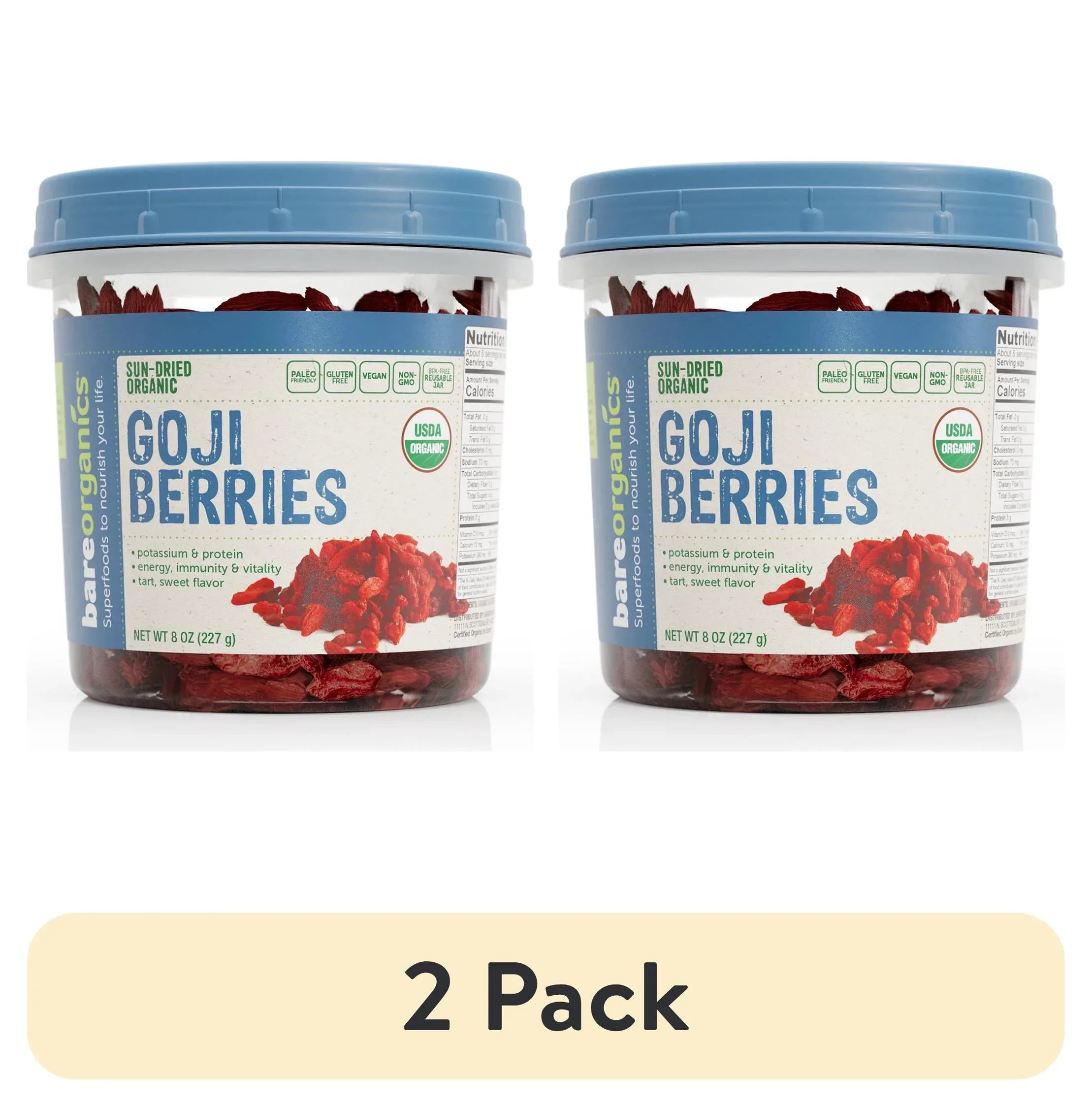 BAREORGANICS Goji Berries (Organic - Sun Dried) (8Oz) 227G
