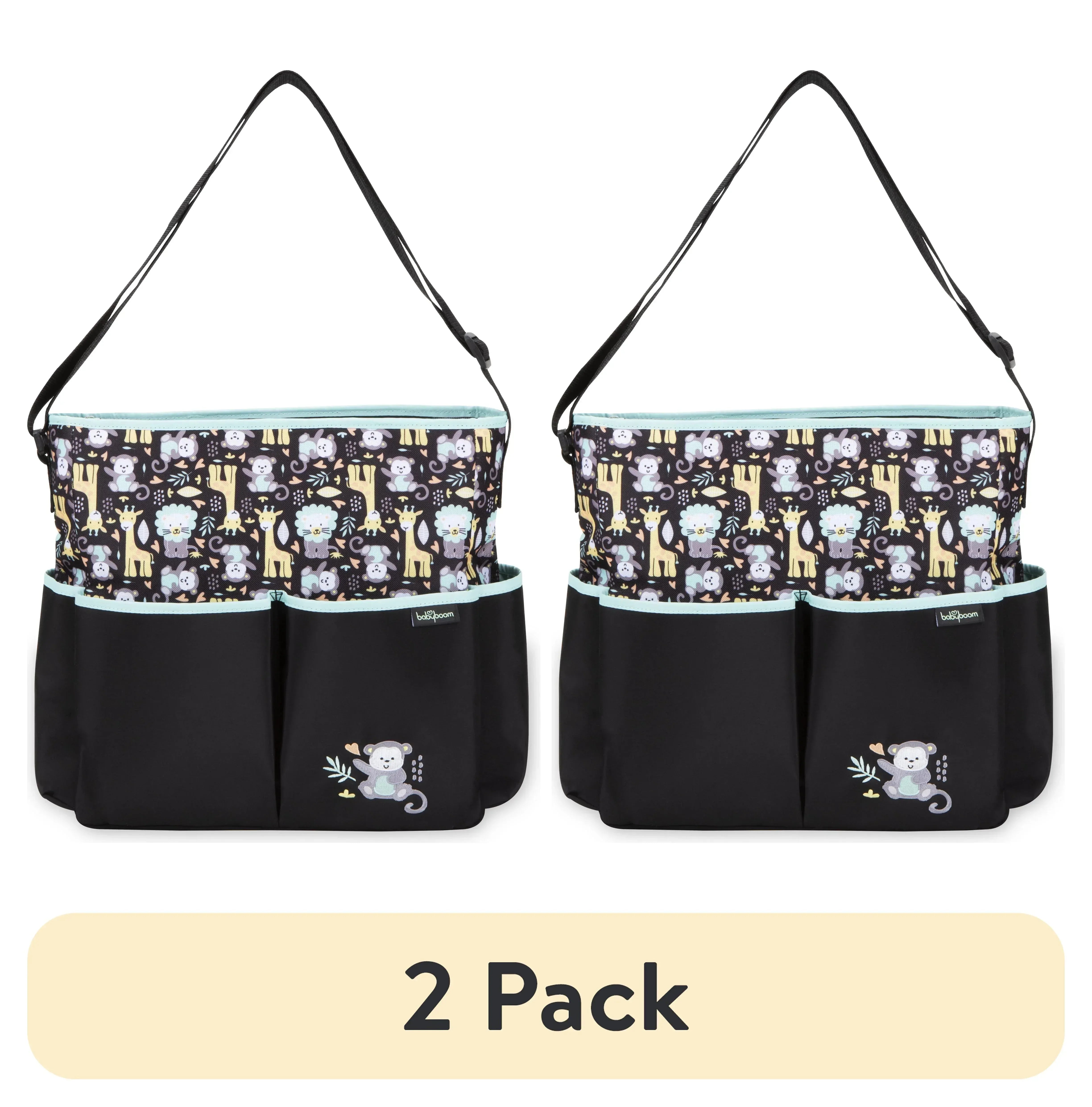 Baby Boom Monkey Print Tote Diaper Bag, Zip Top, Unisex, Infant, Toddler