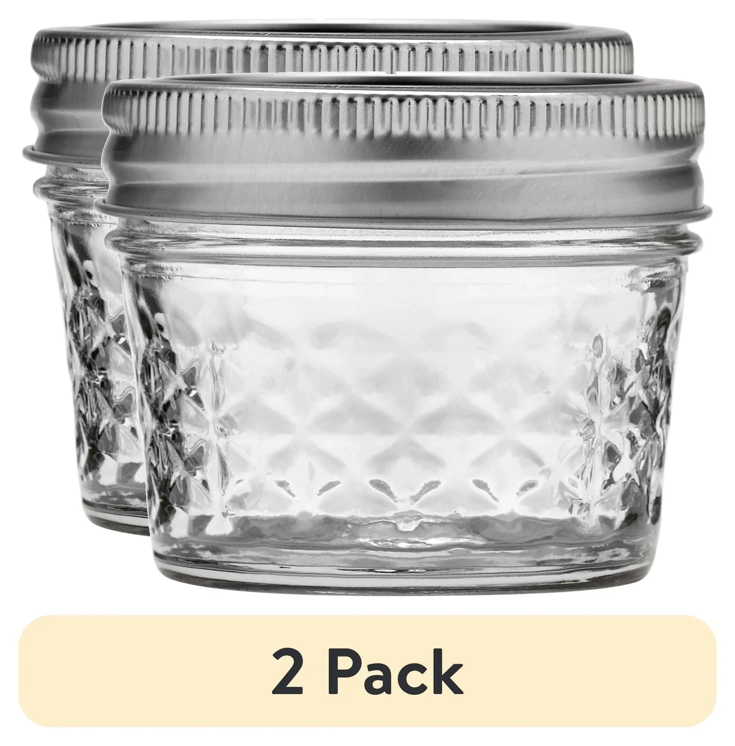 Ball Regular Mouth 4 oz Quilted Mason Jars with Lids and Bands, Mini Glass Canning Jars for Jam and Jelly, 12-Pack